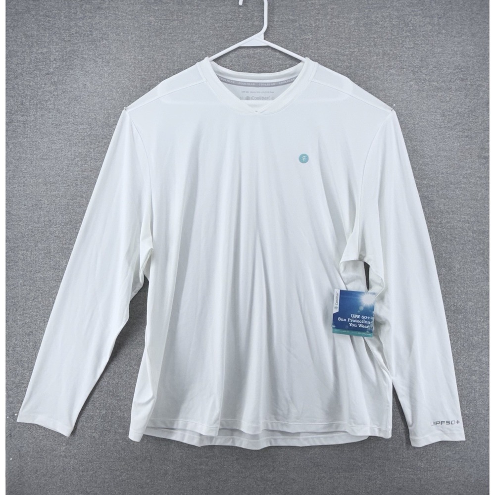 Coolibar Pullover T Shirt Men Size XXL White Long Sleeve UPF 50 Beach Summer NEW